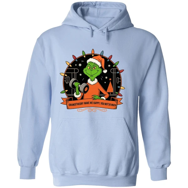 Grinch Santa Orange Theory Make Me Happy You Not So Much Christmas Lights Hoodie - Image 4