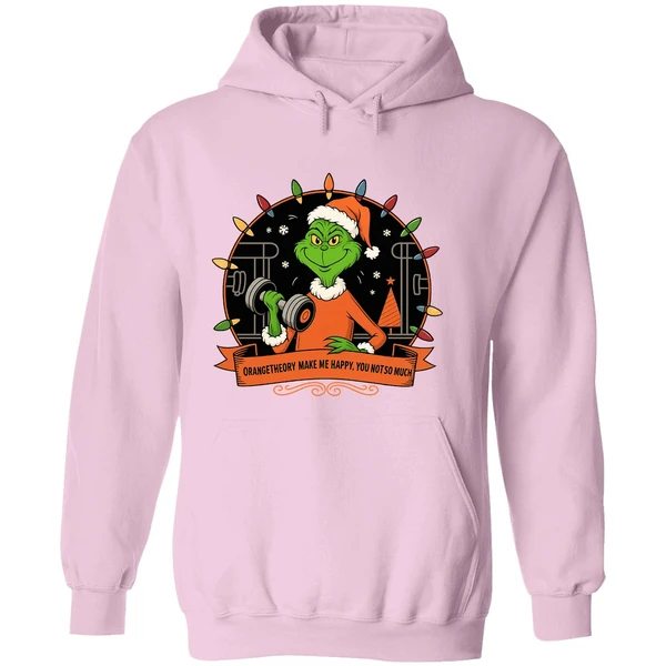 Grinch Santa Orange Theory Make Me Happy You Not So Much Christmas Lights Hoodie - Image 5