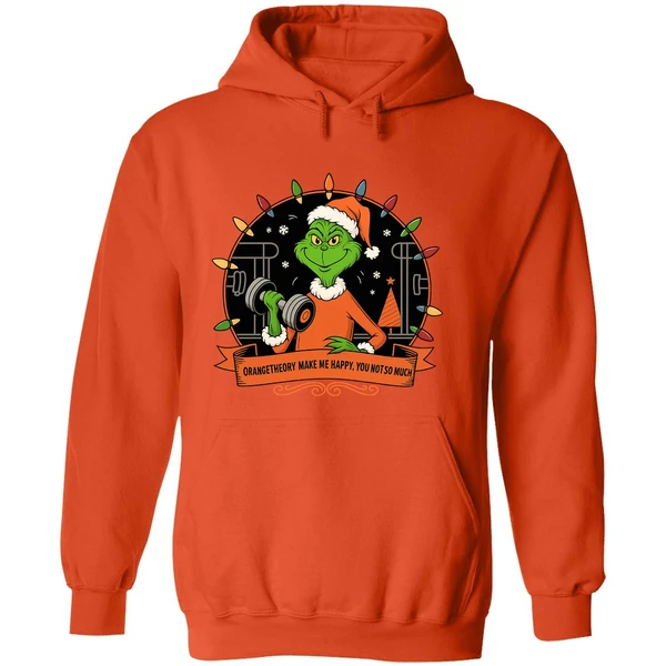 Grinch Santa Orange Theory Make Me Happy You Not So Much Christmas Lights Hoodie - Image 6
