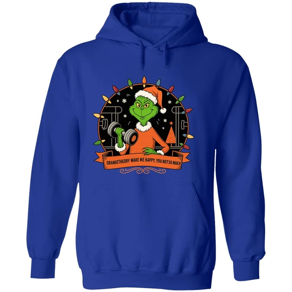 Grinch Santa Orange Theory Make Me Happy You Not So Much Christmas Lights Hoodie - Image 7