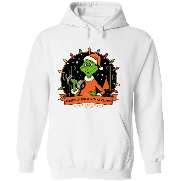 Grinch Santa Orange Theory Make Me Happy You Not So Much Christmas Lights Hoodie - Image 8