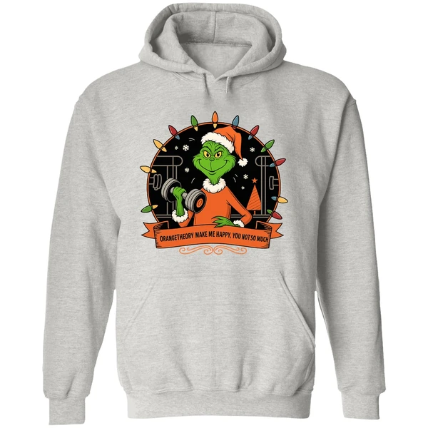 Grinch Santa Orange Theory Make Me Happy You Not So Much Christmas Lights Hoodie - Image 9