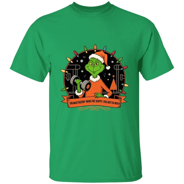 Grinch Santa Orange Theory Make Me Happy You Not So Much Christmas Lights Shirt - Image 8