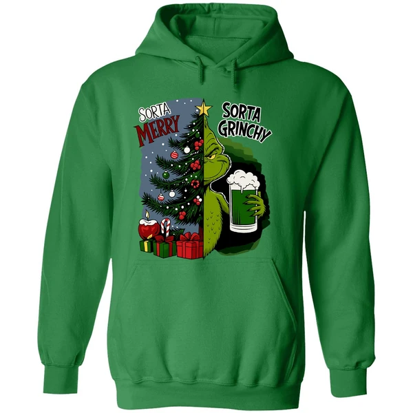 Grinch Sorta Merry Sorta Grinchy Christmas Holiday Hoodie - Image 2