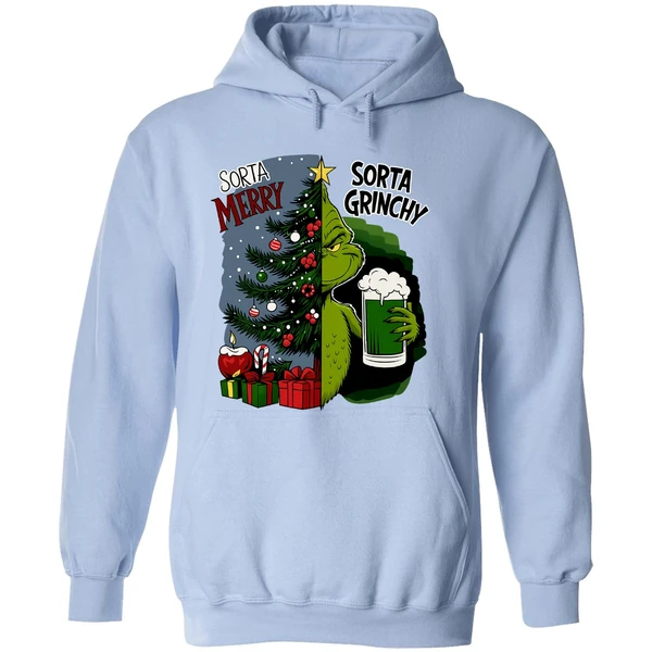 Grinch Sorta Merry Sorta Grinchy Christmas Holiday Hoodie - Image 4