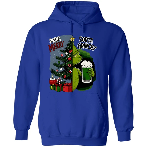 Grinch Sorta Merry Sorta Grinchy Christmas Holiday Hoodie - Image 7