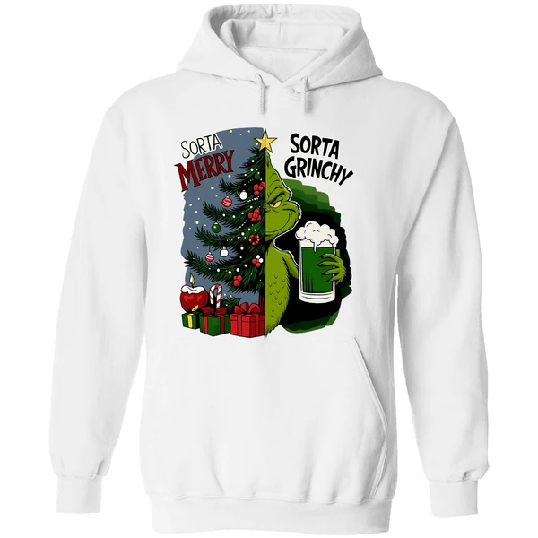 Grinch Sorta Merry Sorta Grinchy Christmas Holiday Hoodie - Image 8