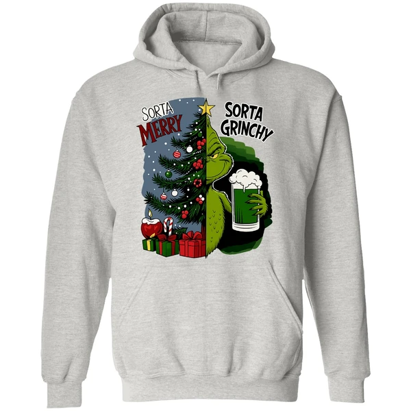 Grinch Sorta Merry Sorta Grinchy Christmas Holiday Hoodie - Image 9