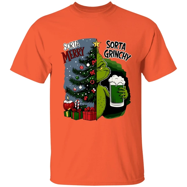 Grinch Sorta Merry Sorta Grinchy Christmas Holiday Shirt - Image 3