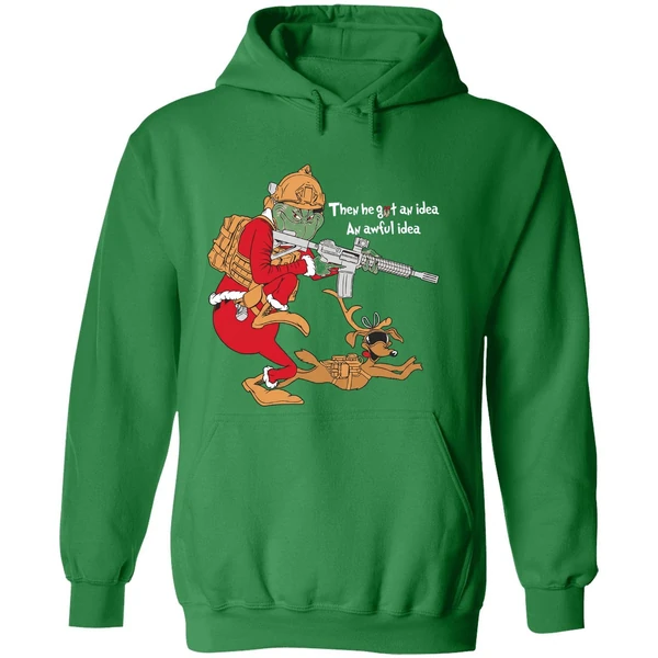 Grinch Taking Gun Then He Got An Idea An Awful Idea Hoodie - Image 2