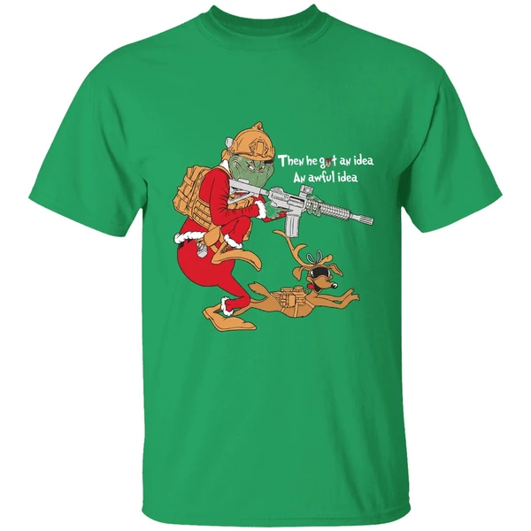 Grinch Taking Gun Then He Got An Idea An Awful Idea Shirt - Image 2