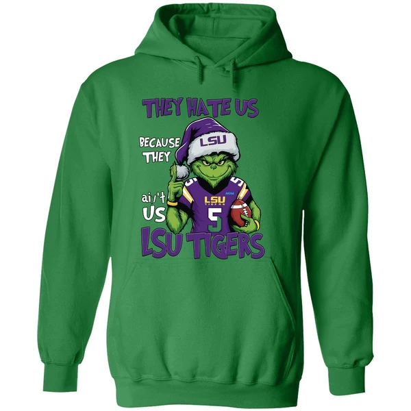 Grinch They Hate Us Because They Aint Us Lsu Tigers Football Hoodie - Image 2
