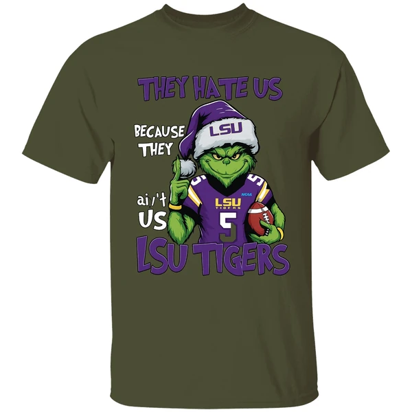 Grinch They Hate Us Because They Aint Us Lsu Tigers Football Shirt - Image 4