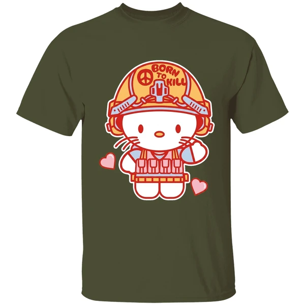 grunt style born to kill hello kitty shirt militarygreen
