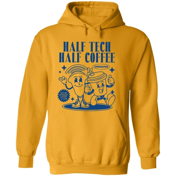 Half Tech Half Coffee Sonography Ultrasound Tech Rdms Hoodie