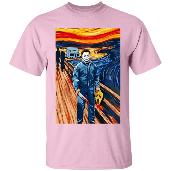 halloween michael myers the scream parody shirt lightpink