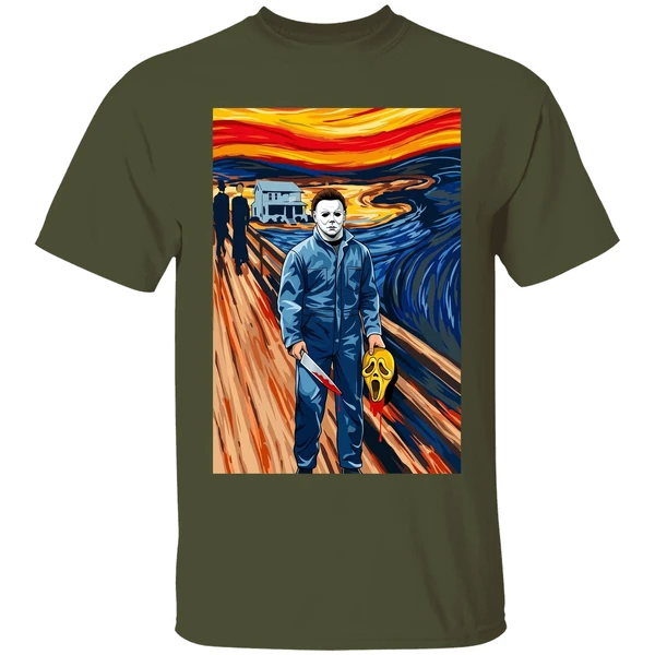 halloween michael myers the scream parody shirt militarygreen