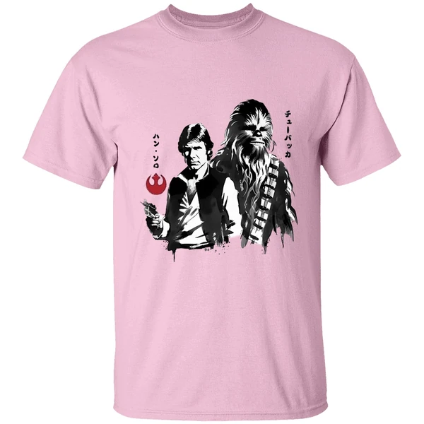 Han Solo And Chewbacca In Japanese Sumi E Style Shirt - Image 2