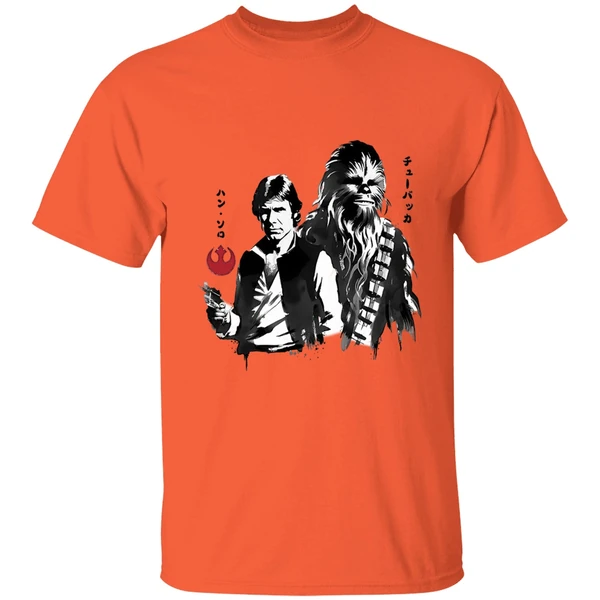 Han Solo And Chewbacca In Japanese Sumi E Style Shirt - Image 3
