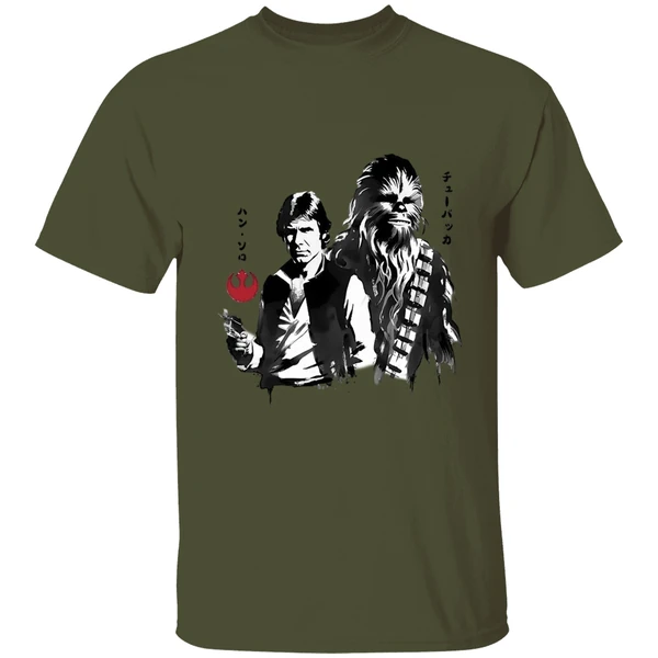 Han Solo And Chewbacca In Japanese Sumi E Style Shirt - Image 9