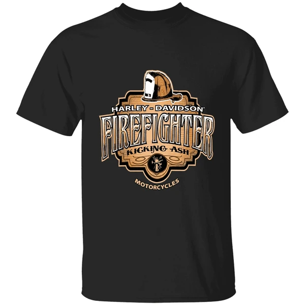 Harley Davidson Fire Fighter Kicking Ash Motorcycles Shirt