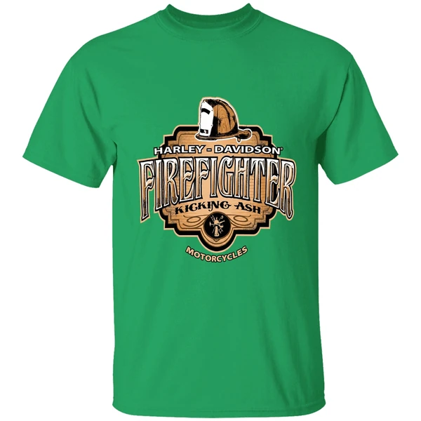 Harley Davidson Fire Fighter Kicking Ash Motorcycles Shirt - Image 2