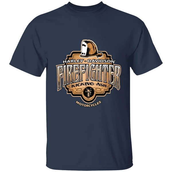 Harley Davidson Fire Fighter Kicking Ash Motorcycles Shirt - Image 5