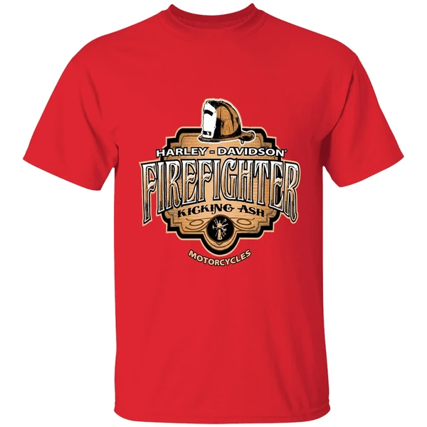 Harley Davidson Fire Fighter Kicking Ash Motorcycles Shirt - Image 7
