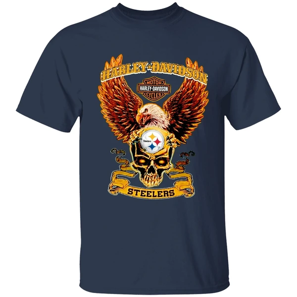 Harley Davidson Skull Pittsburgh Steelers Shirt - Image 5