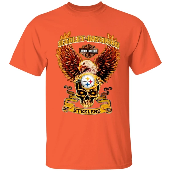 harley-davidson-skull-pittsburgh-steelers-shirt-orange
