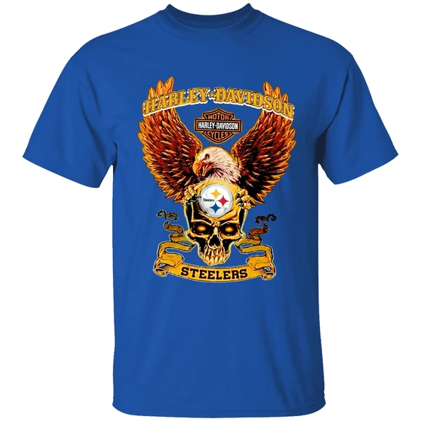 Harley Davidson Skull Pittsburgh Steelers Shirt - Image 8