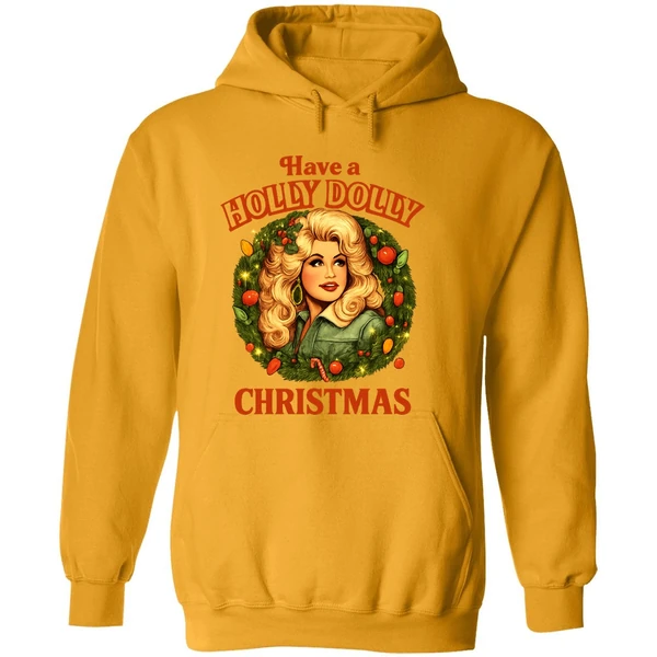 Have A Holly Dolly Christmas Retro Dolly Parton Inspired Hoodie