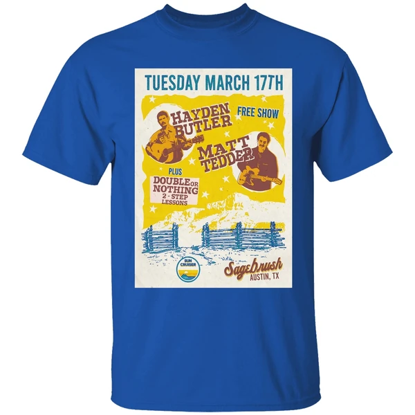 hayden butler with matt tedder austin tx on march 17 2026 poster shirt royalblue