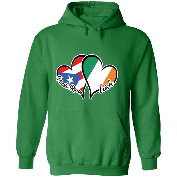 Heart Puerto Rico Ireland Flag Half Puerto Rican Half Irish Hoodie - Image 2