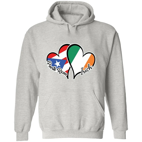 Heart Puerto Rico Ireland Flag Half Puerto Rican Half Irish Hoodie - Image 9