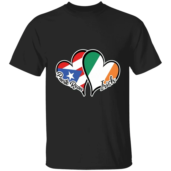 Heart Puerto Rico Ireland Flag Half Puerto Rican Half Irish Shirt