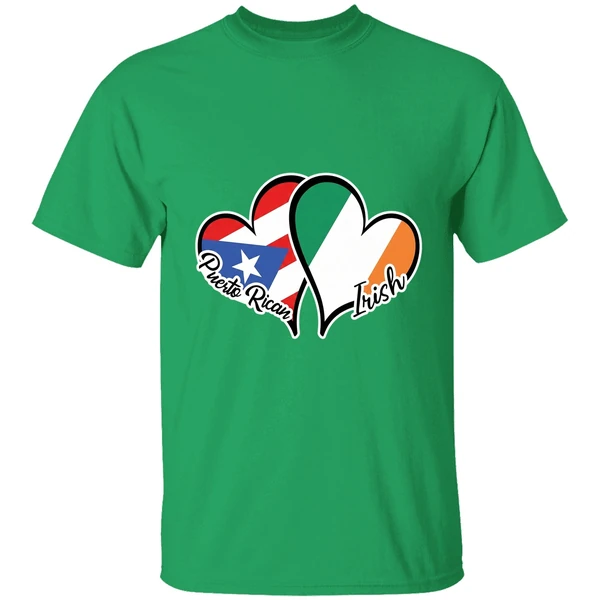 Heart Puerto Rico Ireland Flag Half Puerto Rican Half Irish Shirt - Image 2