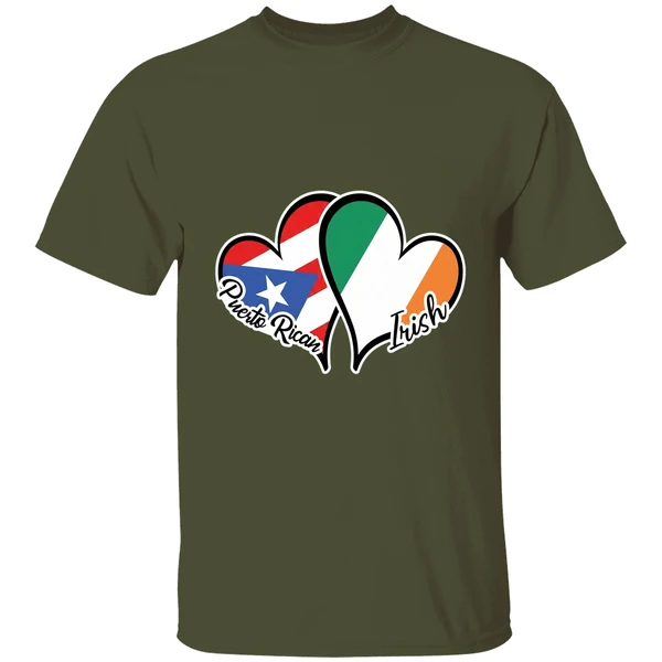 heart puerto rico ireland flag half puerto rican half irish shirt militarygreen