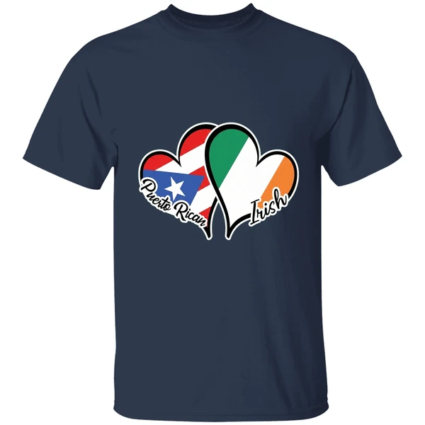 heart puerto rico ireland flag half puerto rican half irish shirt navy