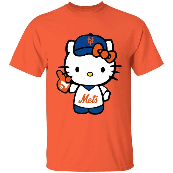 hello kitty new york mets baseball shirt orange