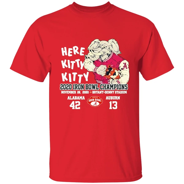 Here Kitty Kitty 2020 Iron Bowl Champions Alabama Auburn Shirt - Image 6