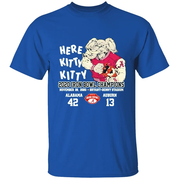 Here Kitty Kitty 2020 Iron Bowl Champions Alabama Auburn Shirt - Image 7