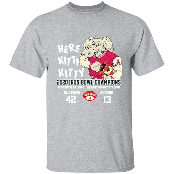 Here Kitty Kitty 2020 Iron Bowl Champions Alabama Auburn Shirt - Image 8