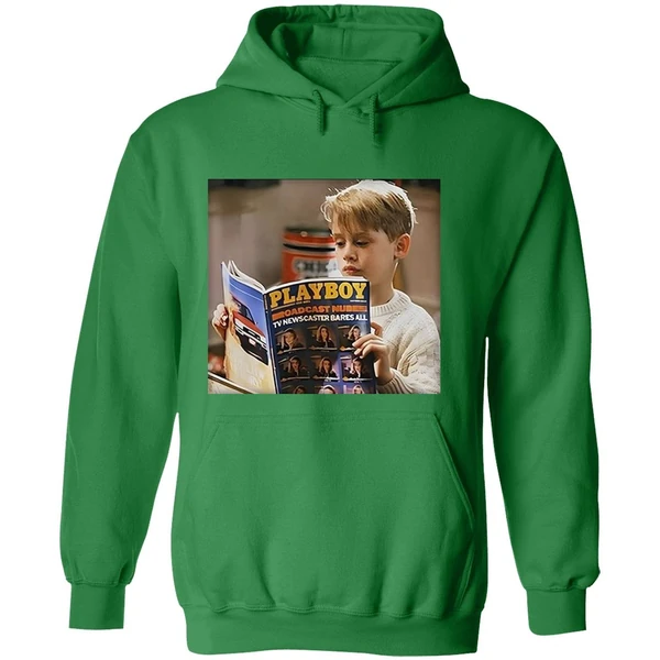 Home Alone Kid Reading Playboy Meme Hoodie - Image 2