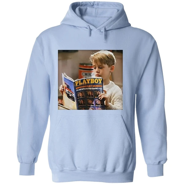 Home Alone Kid Reading Playboy Meme Hoodie - Image 4