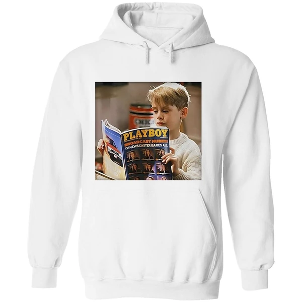 Home Alone Kid Reading Playboy Meme Hoodie - Image 8