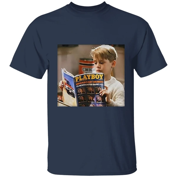 Home Alone Kid Reading Playboy Meme Shirt - Image 4