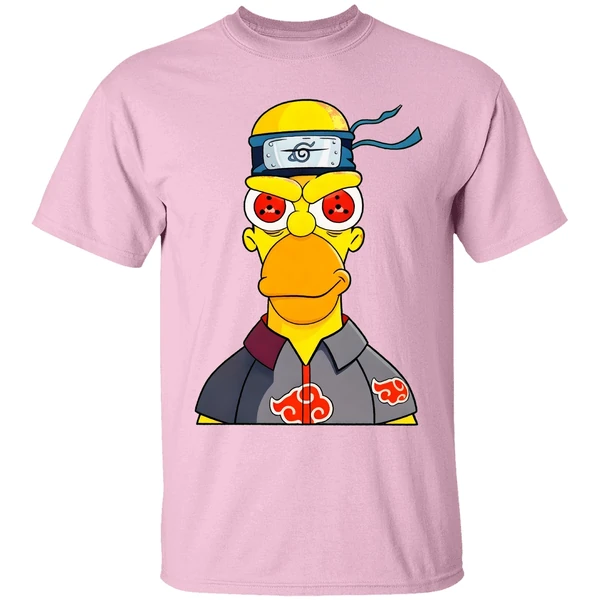 homer uchiha simpson cartoon shirt lightpink