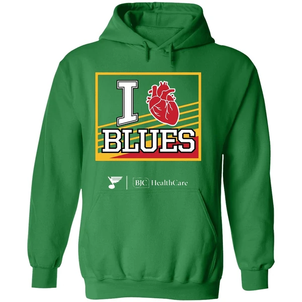 Hot 2025 Bjc Healthcare I Heart Blues Hoodie - Image 2
