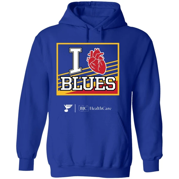 Hot 2025 Bjc Healthcare I Heart Blues Hoodie - Image 7